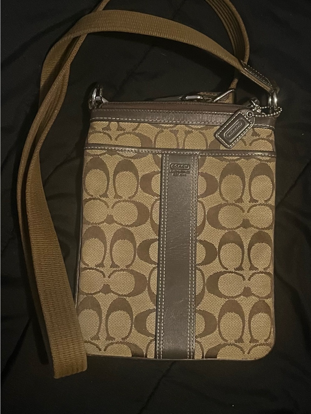 Coach Brown Signature Canvas Messenger Crossbody